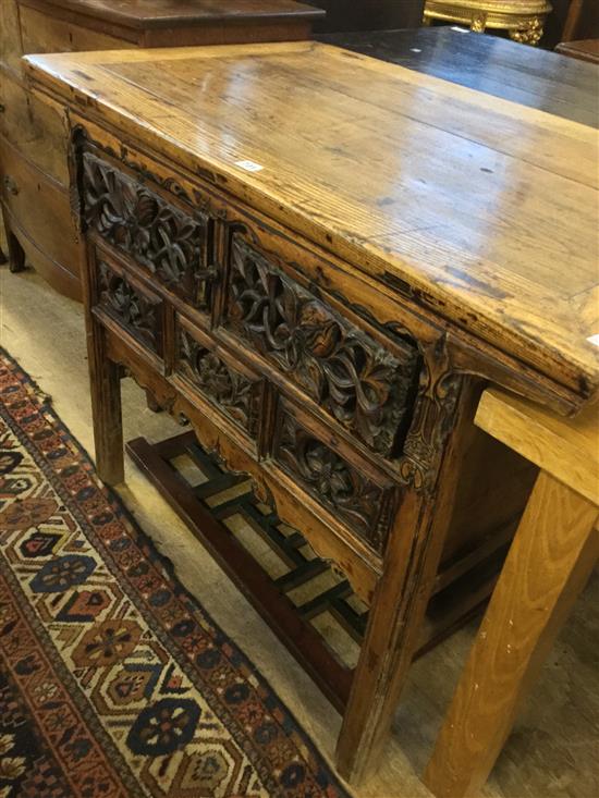 Chinese carved wood side cabinet